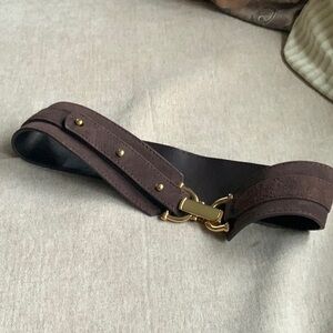 Brown suede look leather belt by Skinny